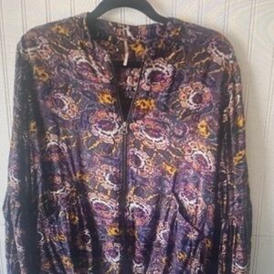 Free People Womens Small Soft Print Ballon Sleeve Jacket